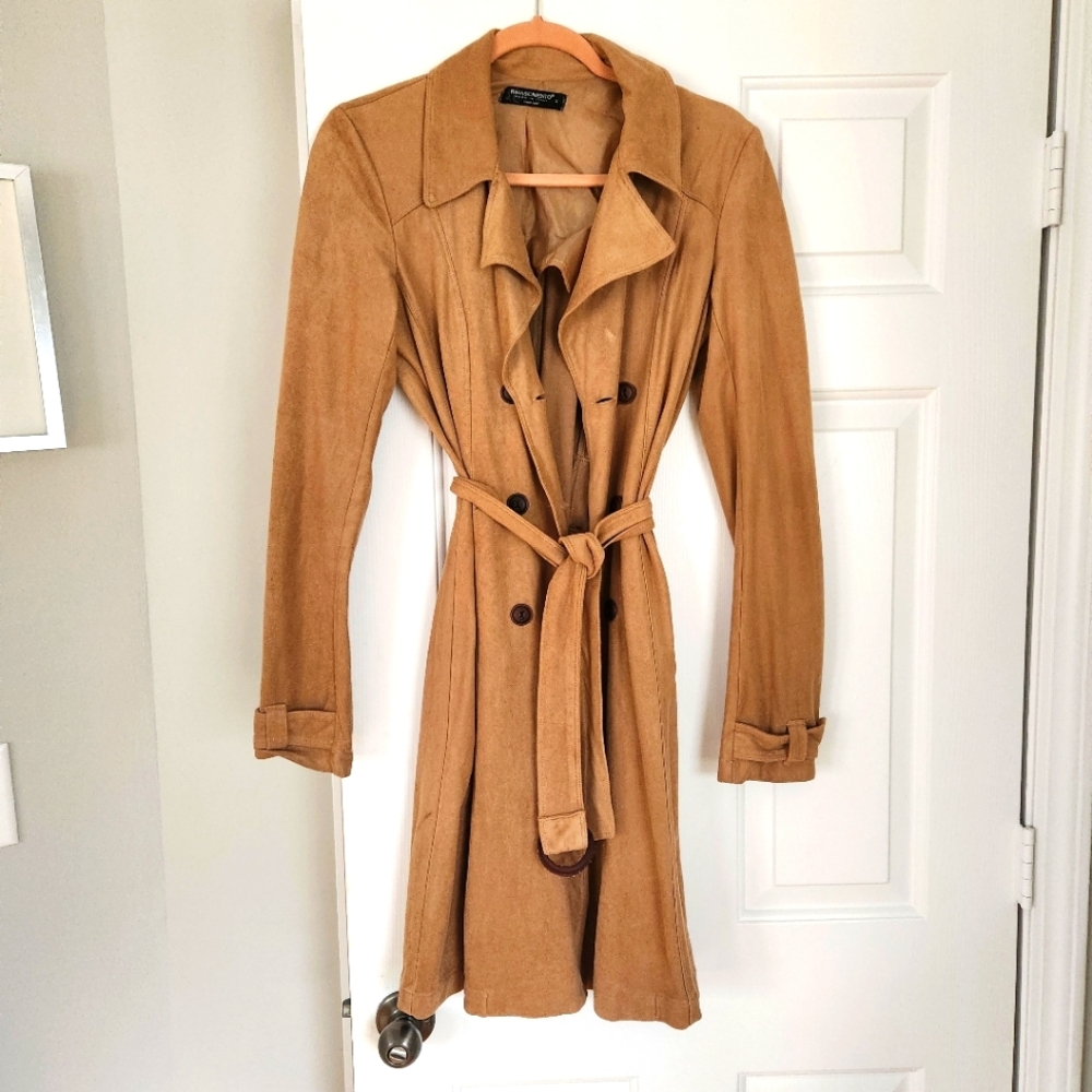 Made in Italy Camel Suade Trench Coat L